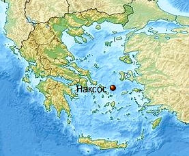 Остров Наксос на карте Греции