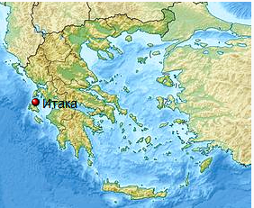 Остров Итака на карте Греции