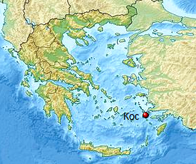 Кос на карте Греции