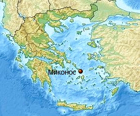 Миконос на карте Греции