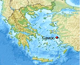 Самос на карте Греции